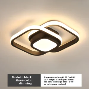 Geometric LED Ceiling Lamp Square Round Shape Black White Frame Surface Mount Hallway Bedroom Balcony Indoor Decor Light