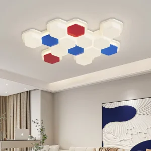 Geometric Mid-Century Style LED Ceiling Lamp with AC Metal Construction for Living Room Bedroom and Study