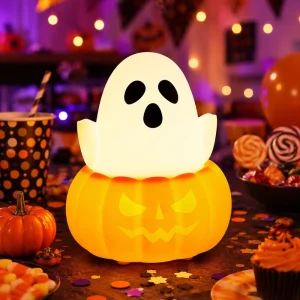 Ghost Night Light Halloween LED Silicone Rechargeable Nursery Nightlight for Funny Gifts Stuff for Kids Women Boys Girls