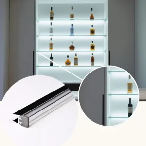 Glass Display Cabinet LED Lighting Aluminum Profile with Double Diffuser 12V Dimmable YB2004-22