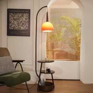 Glass Lampshade Simple Style Iron Frame Dimmable Floor Lamp with 4100K Neutral White Light for Living Room and Bedroom