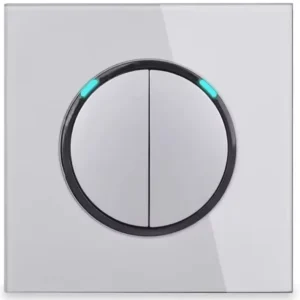 Glass Panel Circular Button Wall Switch LED European 16A Socket Retro Style Toggle EU UK Standard 2 Gang 2 Way 110 250V