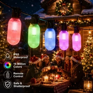 Globe String Lights with G50 Waterproof String Lights and Smart Remote Control for Cafe Terrace Dining Decor Kit Set