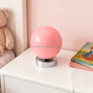 Globe Table Lamp Modern Minimalist Glass Bedside Lamp with Silver Base Creative Bedroom Decorative Lighting