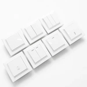 Glossy White Durable ABS Wall Light Switch 1 2 3 Gang 3 Way Modern Rocker Switch Panel IP20 10A for Home Hotel OEM ODM