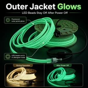 Glow in the Dark 230V LED Strip Light Fluorescent PVC High Voltage Waterproof Strip for Corridor Stair Garage