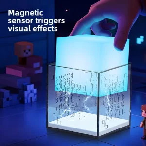 Glowing LED Crystal Cube Shaped Plastic Night Light Toy for Bedroom