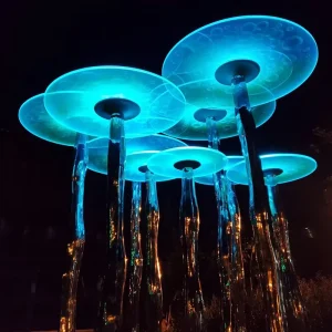 Glowing Mushroom Shaped PVC IP65 Outdoor Floor Lamp Set Christmas Halloween Landscape Ambient Lighting