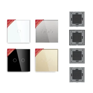 Gold Black Grey White Glass Panel Smart Light Switch Touch Faceplate Wall Switch with No Function Keys