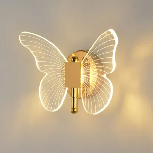 Gold Butterfly Wall Lamp for Home Living Room or Bedroom Decor Ceiling Light