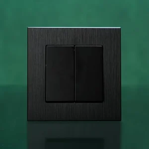 Gold Grey Black Aluminum European Standard 10A 2-Gang Push-Button Wall Switch