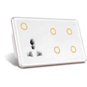 Gold Metal Frame 147mm RGB Backlight WiFi 4 Gang 3-Pin Universal Single Socket Smart Wall Switch