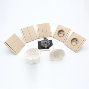 Gold Modular EU Standard Single Pole Wall Socket 16A 250V Flush Mount Electrical Outlet for Home Hotel Factory