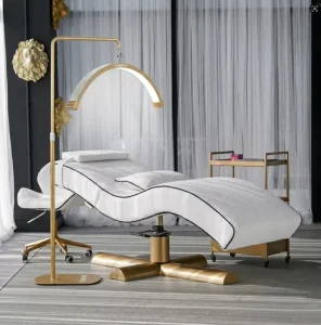 Golden Half Moon Eyelash Extension Light Floor Lamp with Stand Magnifying Lamp for Beauty