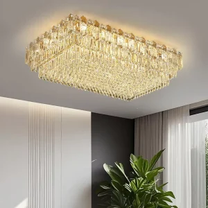 Golden K9 crystal square LED ceiling light for home