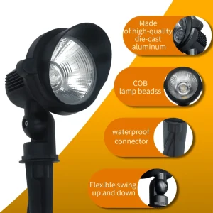 Gouly Heavy Duty Aluminum Outdoor Garden Light 6W LED Landscape Spot Light IP65 Waterproof 24V Warm White Sconce for Yard