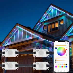 Gouly Permanent Outdoor LED Pixel Lights 24V RGBW With Aluminum Track IP68 Smart App Control for Christmas House Roof Lighting
