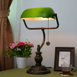 Green Glass Bankers Desk Lamp Vintage Desk Lamp Touch Control Mid Century Banker’s Desk Lamp for Home Office Library