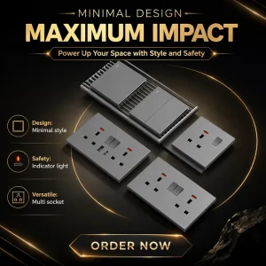 Grey UK 1 Gang 1 Way 2 Way 3 Way Light Rocker Wall Switch Socket