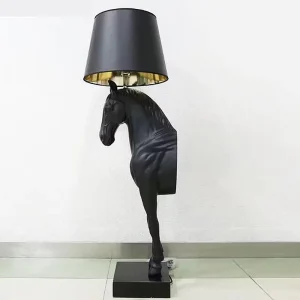 Half Body Horse Sculpture Fiberglass Floor Lamp Villa Hotel Lobby Interior Decoration Standard Lamp Craft Ornament Light