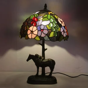 Handcrafted Multicolored Stained Glass LED Table Lamp 12Inch Dome Shade Mediterranean Design E26/E27 Base for Living