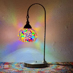 Handmade Swan Neck Glass Turkish Mosaic Table Lamp Night Light