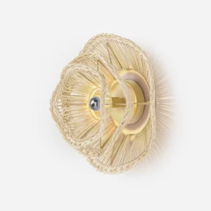 Handwoven Rattan Wall Sconce Minimalist Boho Bedroom Bedside Light Warm White LED Ambient Lamp for Living Room Hallway Bathroom