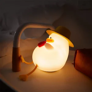 Happy Duck Upgraded Touch Control LED Night Light USB Rechargeable Children’s Silicone Cartoon Duck Bedroom Middle