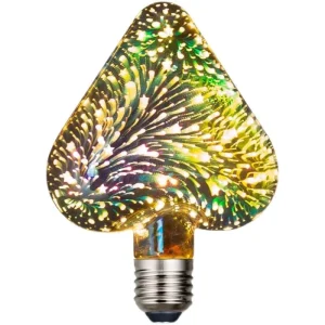 Heart Shape 3D Firework Light Bulb Decorate Glass LED Bulb E27 220V for Bedroom Home Restaurant Bar Hotel Decoration Light Bulb