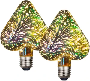 Heart Shape 3D Firework Light Bulb E27 220V Holiday Decoration Bulb Multicolor Fireworks Starry Sky Light Bulb E26 120V LED Bulb