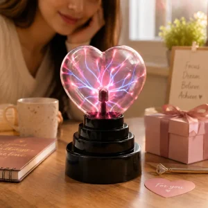 Heart Shape Plasma Lamp Medium Size Decorative Glass Warm White DC 6V Night Light