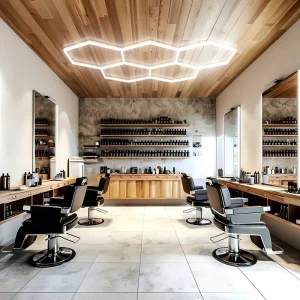 Hexagon LED Ceiling and Wall Light for Barbershops, Inspection, Detailing, and Car Washes