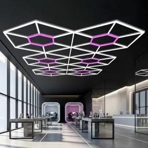 Hexagon LED Exhibition Booth Ceiling Display Light for Retail Stores, Showrooms, and Events