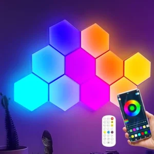 Hexagon RGB Wall Lights Smart Modular Honeycomb LED Panels with APP Control Music Sync DIY Gaming Room Decor for Bedroom