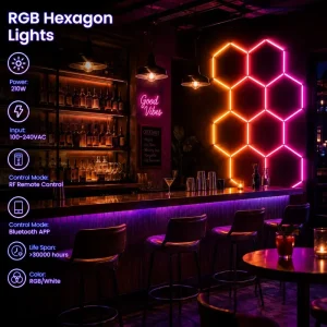 Hexagon RGBIC Smart Ceiling Light Honeycomb Linear Design Music Activated Color-Changing Light