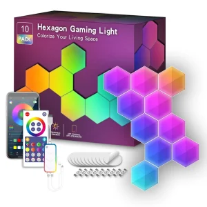 Hexagon RGBIC Smart LED Wall Light Panels with WiFi, Voice Control and DIY Design