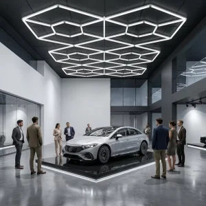 Hexagonal Geometric 6500K Dimmable LED Honeycomb Grid Panel Light for Auto Detailing Garage