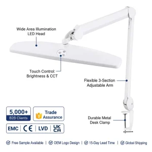 High Brightness 360 Degree Adjustable Nail LED Table Workbench Smart Home Lights Touch Switch Working Desk Office Task Lamp