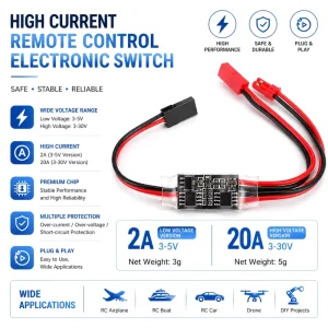 High Current Remote Control Electronic Switch 3-30V 20A / 3-5V 2A RC Power Switch for Drone LED Motor DIY Projects