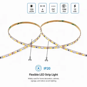 High-Density 12V 4mm Width 120-LED SMD 2835 LED Strip Light Flexible Tape Factory High-Brightness LED Strip