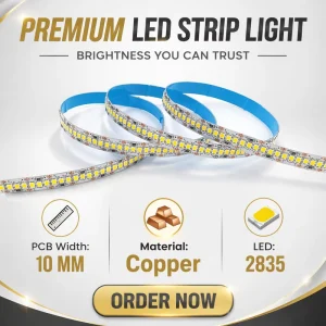 High Density 240 LED SMD 2835 LED Strip Light 10 mm DC 12V Flexible LED Tape for Commercial & Architectural Lighting