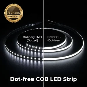 High-Density COB LED Strip Light 528 LEDs/m Dot-Free Flexible COB LED Tape CRI 90+ DC12V/24V for Cabinet Linear Lighting