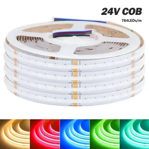 High Density Cob Led Strip 24V RGBW Cri 90 784Led m 19W M IP20 Customizable Waterproof IP65 IP67 IP68 Led Strip Light