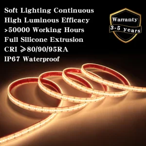 High Density LED Strip Light 24V 12V 80Ra+ IP67 Fully Waterproof Flexible Tape Light for Outdoor Swimming Pool Fountain Decor