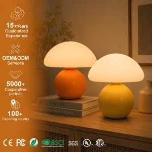 High End Cream Ins Vintage Bedside Lamp for Bedroom Modern Style Mushroom Table Ceramic Decorative Night Light for Study Room