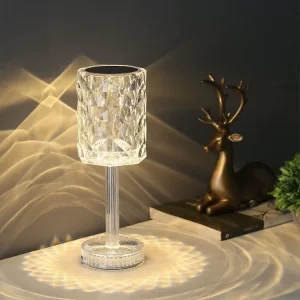 High End Crystal Table Lamp for Bedroom with Adjustable Light Brass Body and Metal Oval Shade E26 Bulb Base for Offices