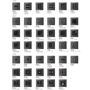 High Performance Waterproof Hotel S70 Series Switch Socket Superior Quality Grey Panel Electric Light Switches and Wall Socket