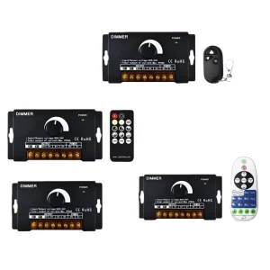 High-Power Knob Dimmer Controller for LED COB Light Strip DC5V 12V 24V RF Remote Control 3x30A PWM Switch