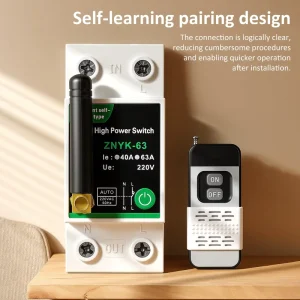 High-Power RF Remote Control Switch Home Commercial Motor and Lighting Control 220V AC 63A 1500m Range