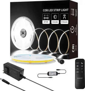 High Quality 24V 6500K COB Smart LED Strip Kit ETL Certified Connected Remote Decorative Cuttable Strip Lights Plastic Body